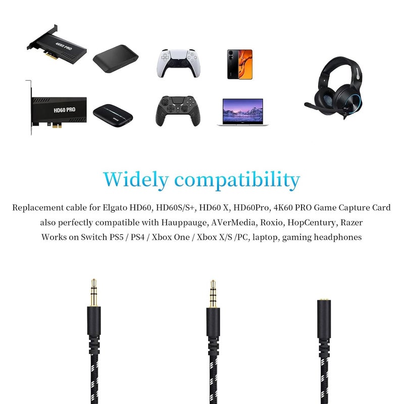 Eaglewireless HD60 S+ Chat Link Pro Cable Replacement for Elgato HD60 X, HD60PRO Capture Card, Chat Adapter Replacement for Nintendo Switch, Xbox One and PS5, with in-line Isolator - Image 3